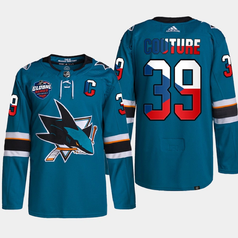 Women's San Jose Sharks 2022 NHL Global Series Logan Couture Teal Czech Republic Challenge Jersey