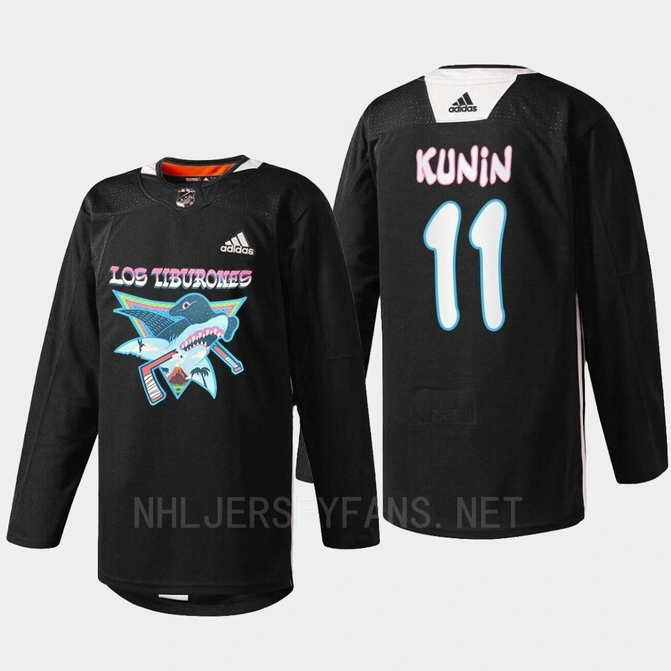 Youth Luke Kunin 2022 Los Tiburones San Jose Sharks Black Jersey Specialty Warm-Up #11