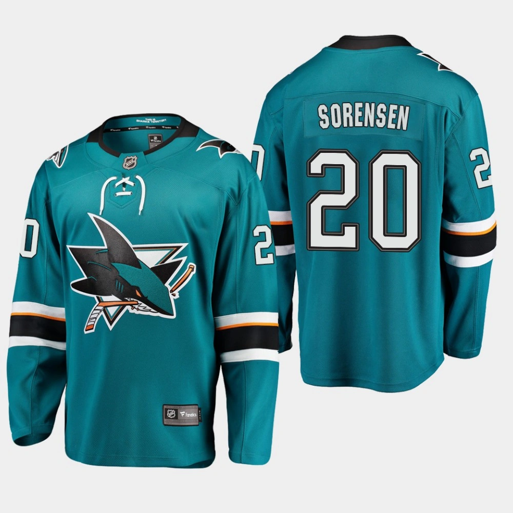 Youth San Jose Sharks #20 Marcus Sorensen Premier Breakaway Player Home Jersey Teal