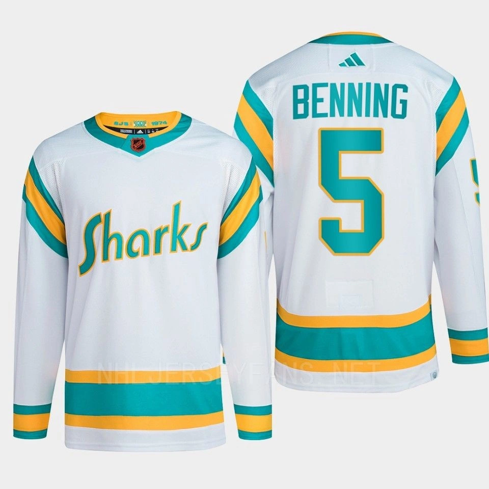 Women's San Jose Sharks 2022 Reverse Retro 2.0 Matt Benning White Authentic Primegreen Jersey Men's