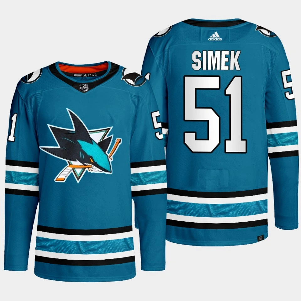 Youth San Jose Sharks Radim Simek Teal Primegreen Authentic Home Jersey 2022-23