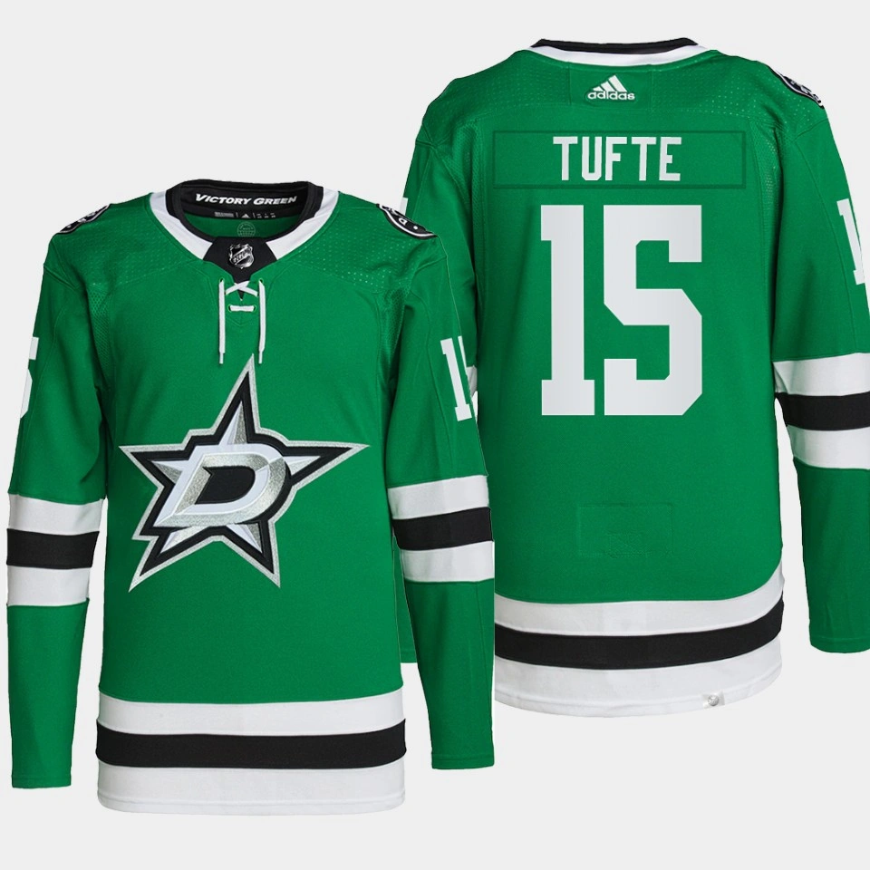 Riley Tufte #15 Dallas Stars Green Jersey Primegreen Authentic Home