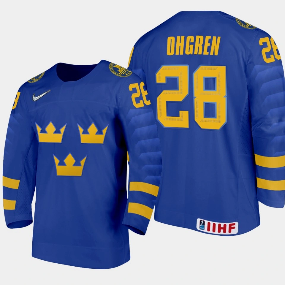 Women's Sweden 2022 IIHF World U18 Championships Liam Ohgren Blue Away Jersey
