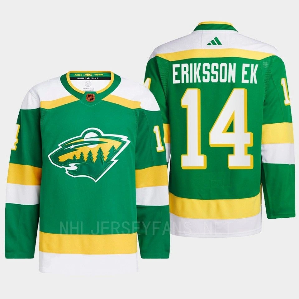 Joel Eriksson Ek #14 Minnesota Wild Green Jersey 2022 Reverse Retro 2.0 Authentic Pro