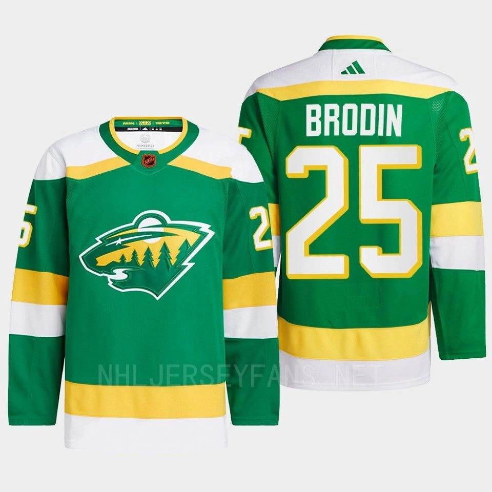 Jonas Brodin #25 Minnesota Wild Green Jersey 2022 Reverse Retro 2.0 Authentic Pro