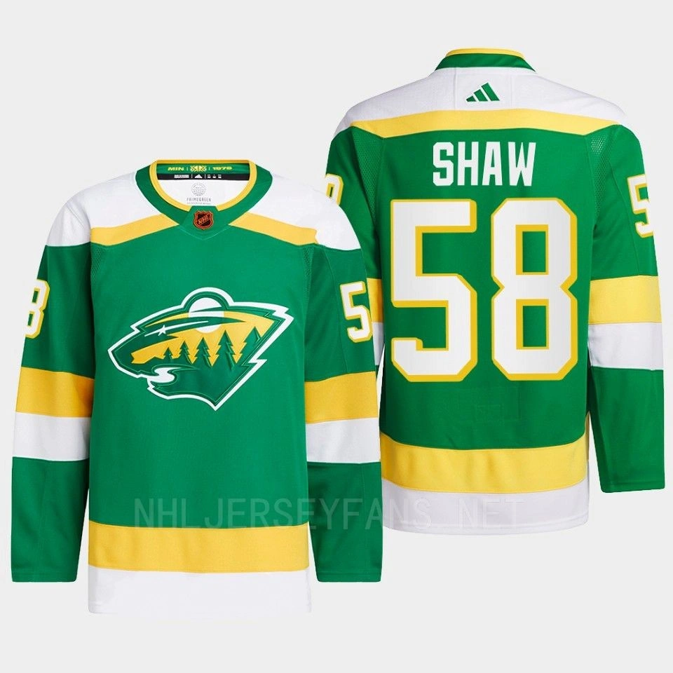 Women's Mason Shaw #58 Minnesota Wild Green Jersey 2022 Reverse Retro 2.0 Authentic Pro