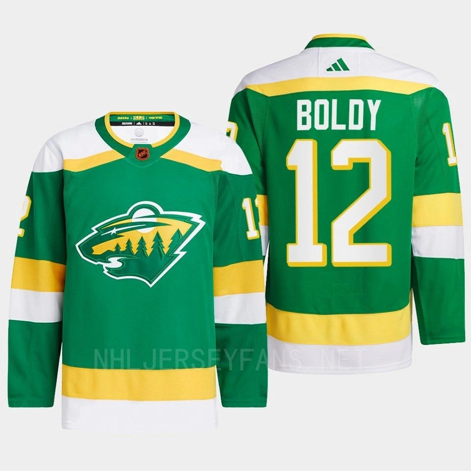 Youth Matthew Boldy #12 Minnesota Wild Green Jersey 2022 Reverse Retro 2.0 Authentic Pro