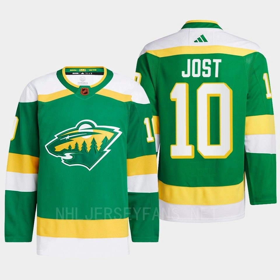 Tyson Jost #10 Minnesota Wild Green Jersey 2022 Reverse Retro 2.0 Authentic Pro
