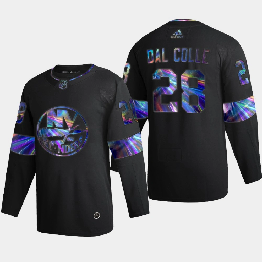 Men's New York Islanders Michael Dal Colle #28 Iridescent Holographic Authentic Black Jersey