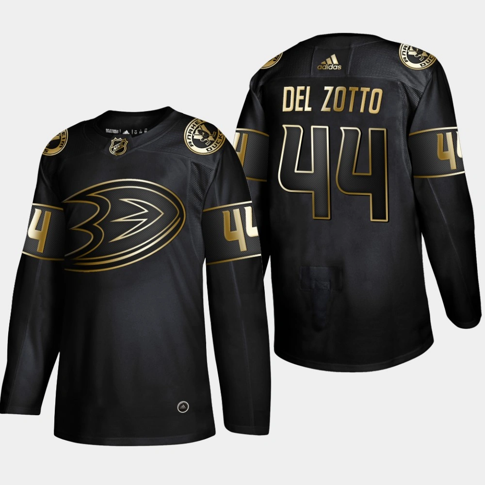 Women's Anaheim Ducks Michael Del Zotto #44 NHL Golden Edition Black Authentic Jersey