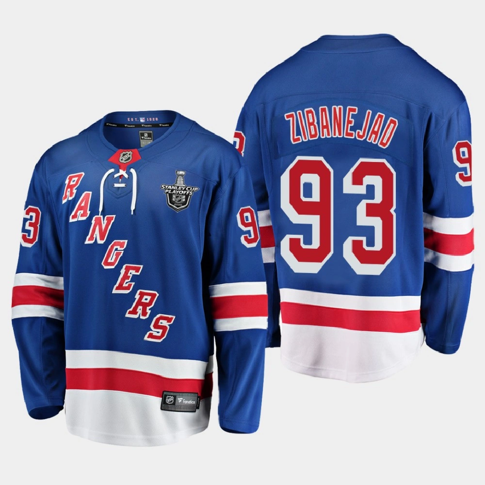 New York Rangers #93 Mika Zibanejad 2020 Stanley Cup Playoffs Home Royal Men's Jersey