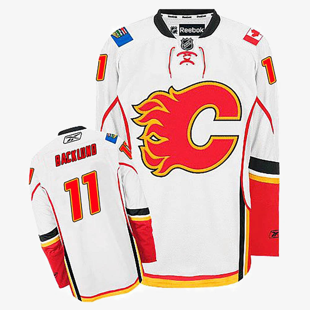 Mikael Backlund Calgary Flames White Away Jersey