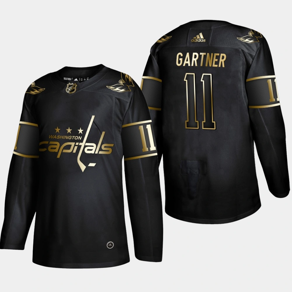 Men's Washington Capitals Mike Gartner #11 2019 NHL Golden Edition Black Retired Player Jersey Men's Washington Capitals Mike Gartner #11 2019 NHL Golden Edition Black Retired Player Jersey