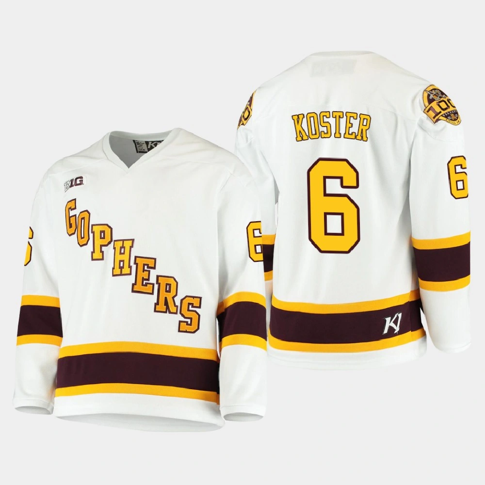 Women's Minnesota Golden Gophers Mike Koster #6 2021 B1G Tournament Championship Throwback White Jersey