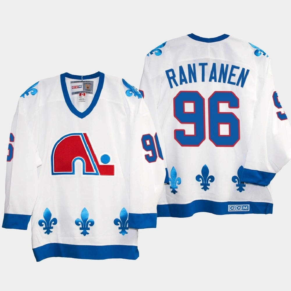 Men's Quebec Nordiques Mikko Rantanen #96 Vintage White Replica 25th Throwback Jersey
