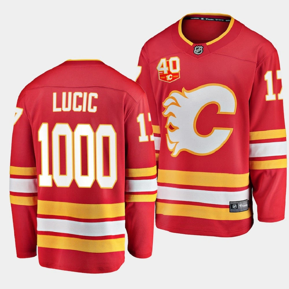 Women's Calgary Flames Milan Lucic 2021 1000 GP Milestone Red Jersey