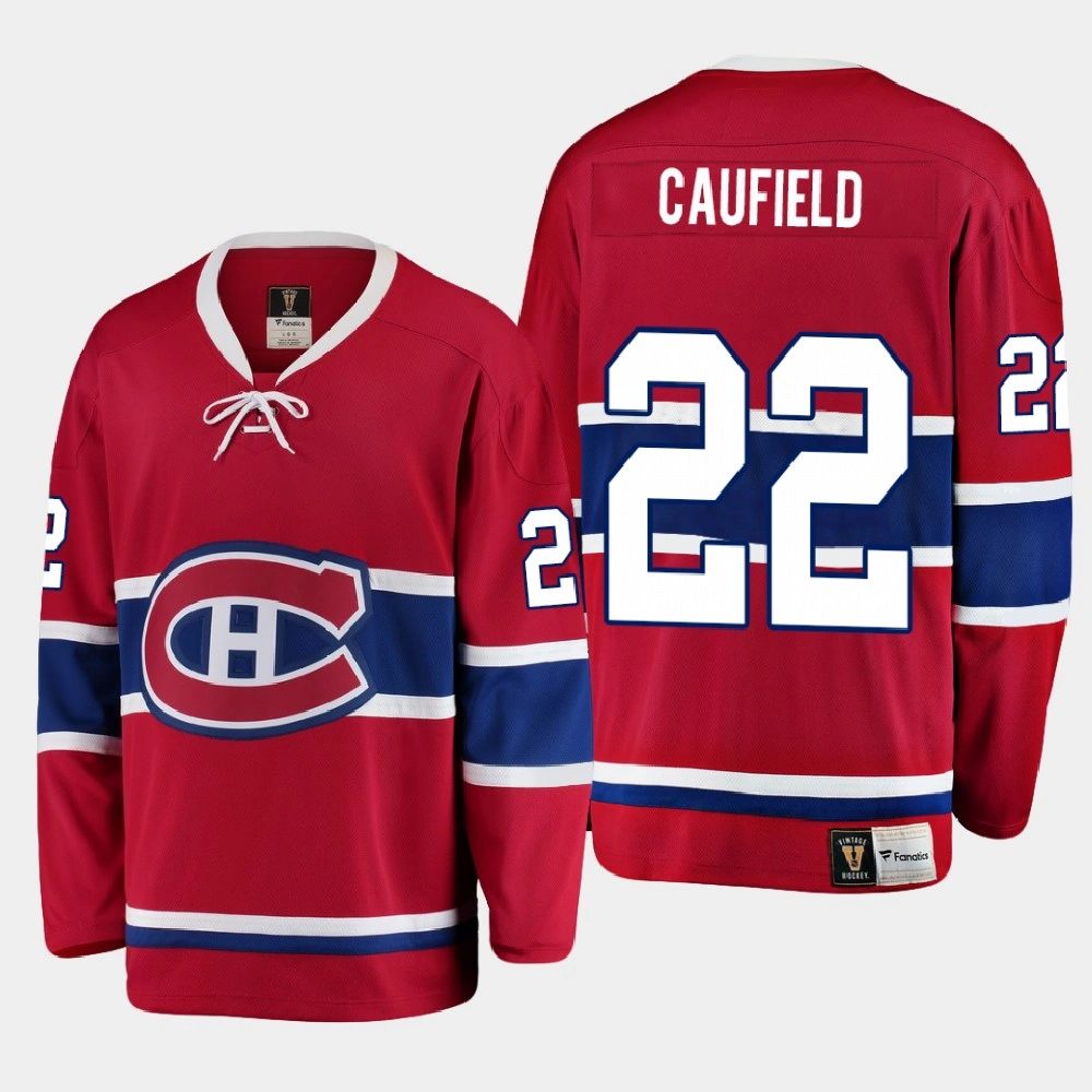 Men's Montreal Canadiens Cole Caufield #22 Heritage 2021 Red Jersey Men's Montreal Canadiens Cole Caufield #22 Heritage 2021 Red Jersey