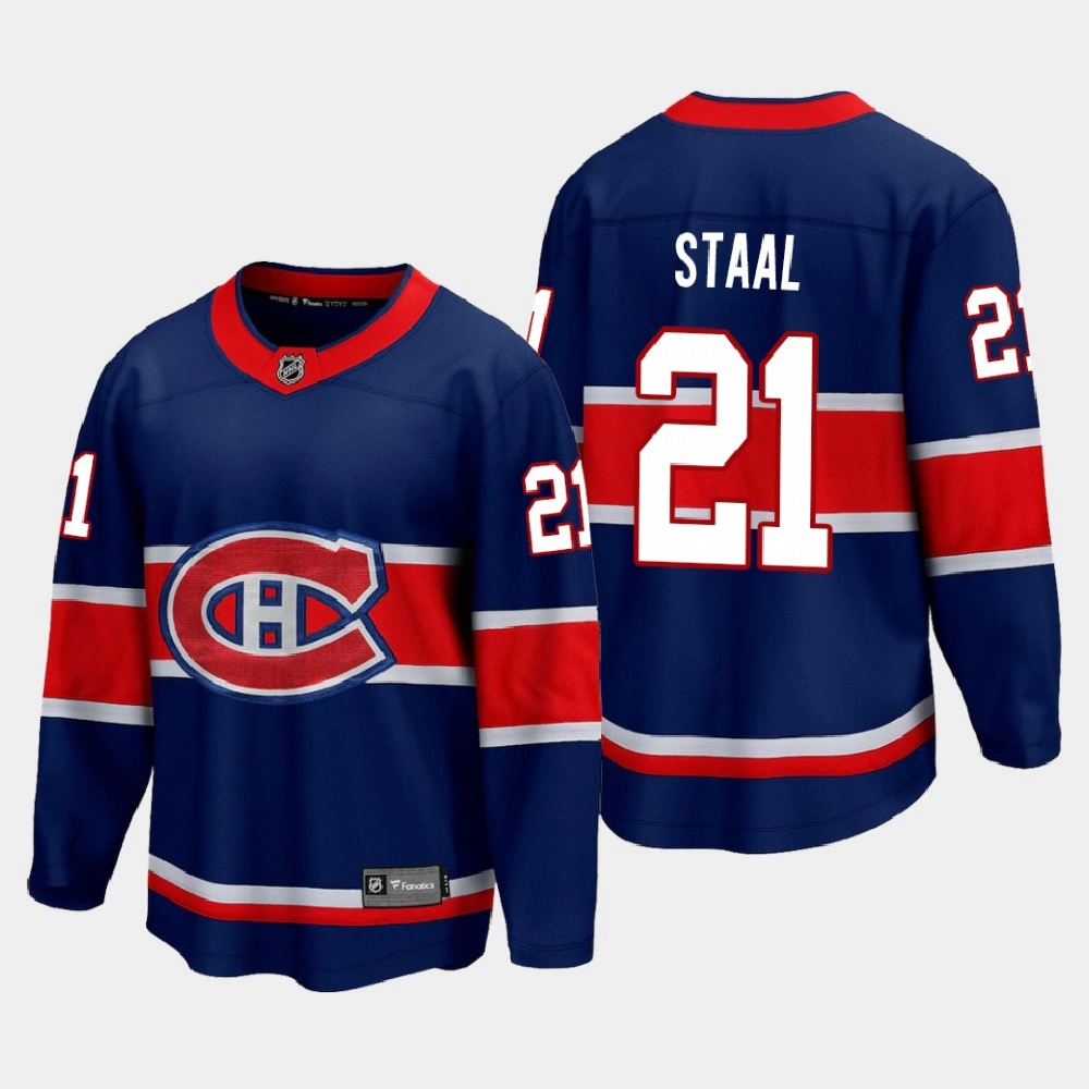 Youth Montreal Canadiens Eric Staal #21 Reverse Retro 2021 Blue Jersey