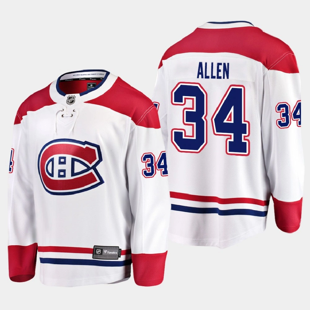 Men's Montreal Canadiens Jake Allen #34 Away 2020-21 Breakaway Player White Jersey