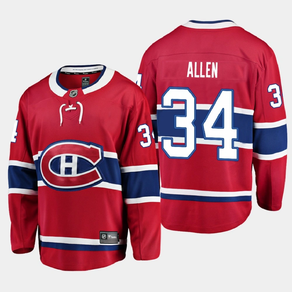 Men's Montreal Canadiens Jake Allen #34 Home 2020-21 Breakaway Player Red Jersey