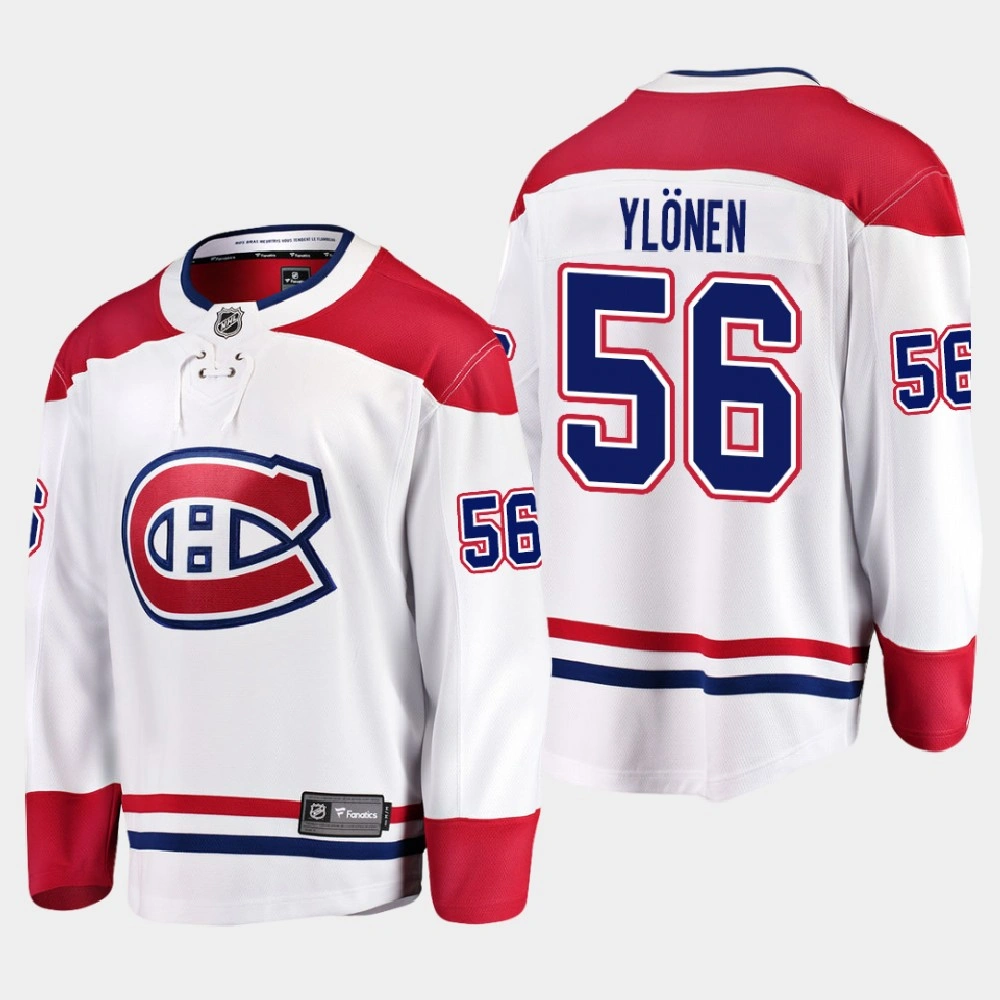 Men's Montreal Canadiens Jesse Ylonen #56 Away 2021 White Jersey Men's Montreal Canadiens Jesse Ylonen #56 Away 2021 White Jersey