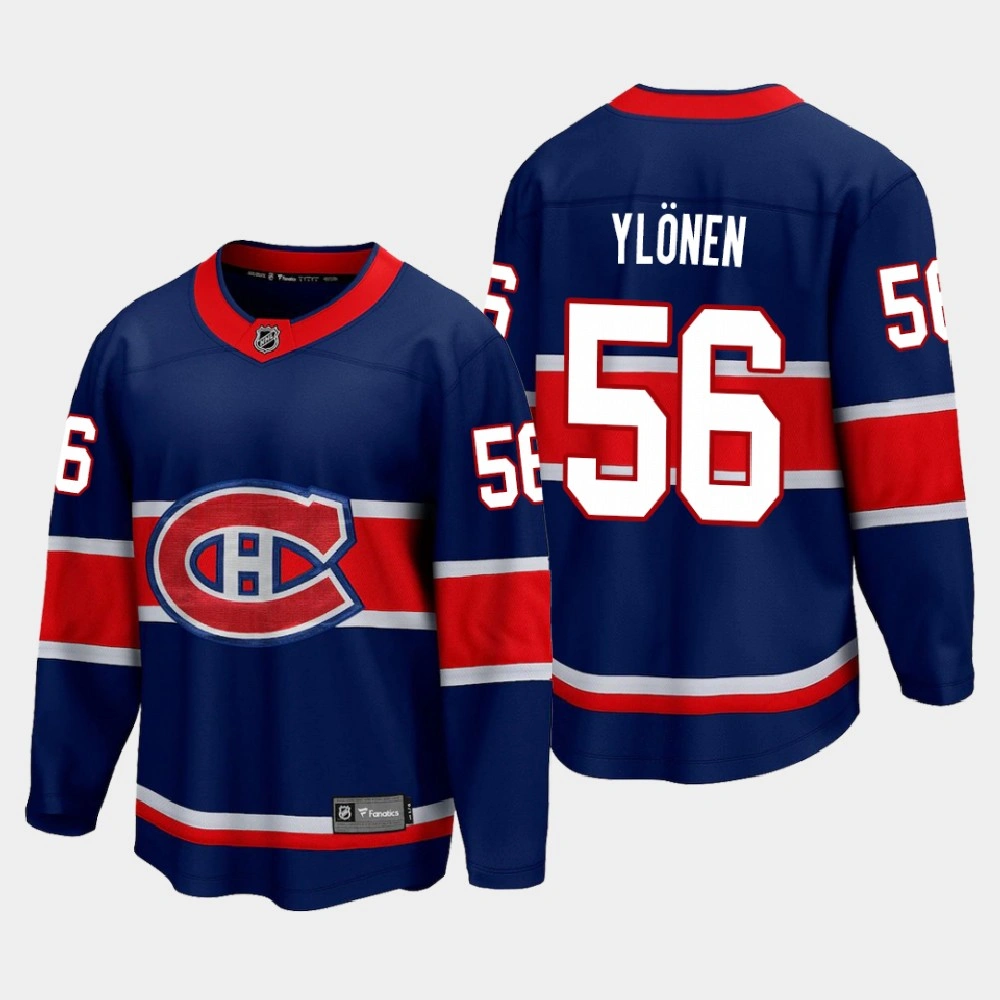 Men's Montreal Canadiens Jesse Ylonen #56 Reverse Retro 2021 Blue Jersey Men's Montreal Canadiens Jesse Ylonen #56 Reverse Retro 2021 Blue Jersey