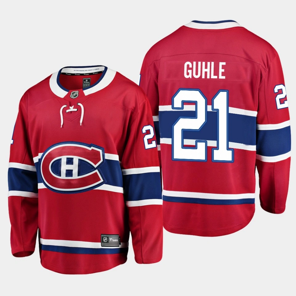 Montreal Canadiens Kaiden Guhle Home Red #21 Jersey Breakaway Player Montreal Canadiens Kaiden Guhle Home Red #21 Jersey Breakaway Player