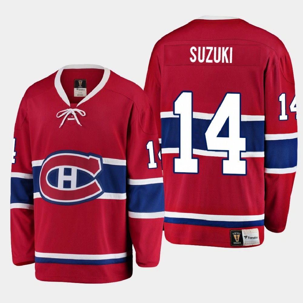 Men's Montreal Canadiens Nick Suzuki #14 Heritage 2021 Red Jersey Men's Montreal Canadiens Nick Suzuki #14 Heritage 2021 Red Jersey