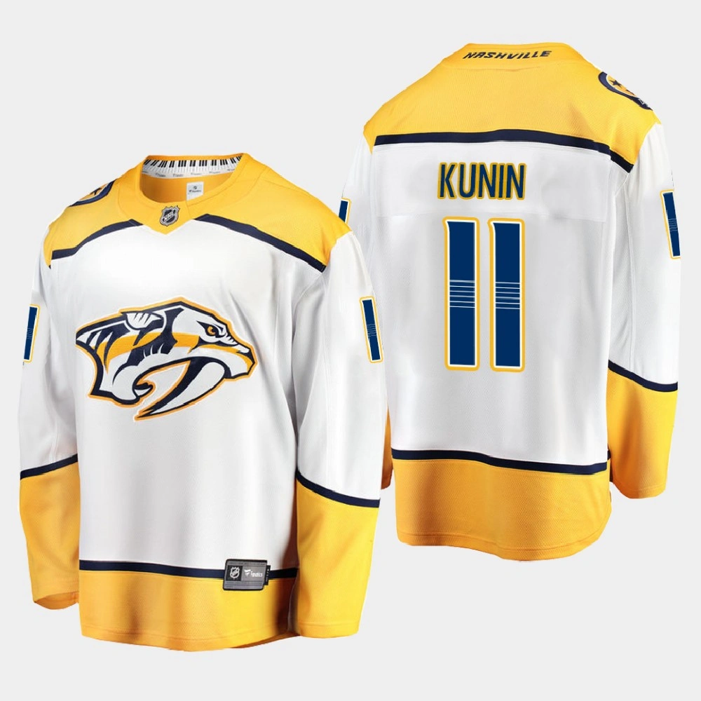 Men's Nashville Predators Luke Kunin #11 Away 2020-21 Breakaway Player White Jersey