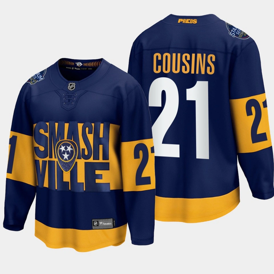 Women's Nashville Predators Nick Cousins 2022 Stadium Series Navy #21 Jersey