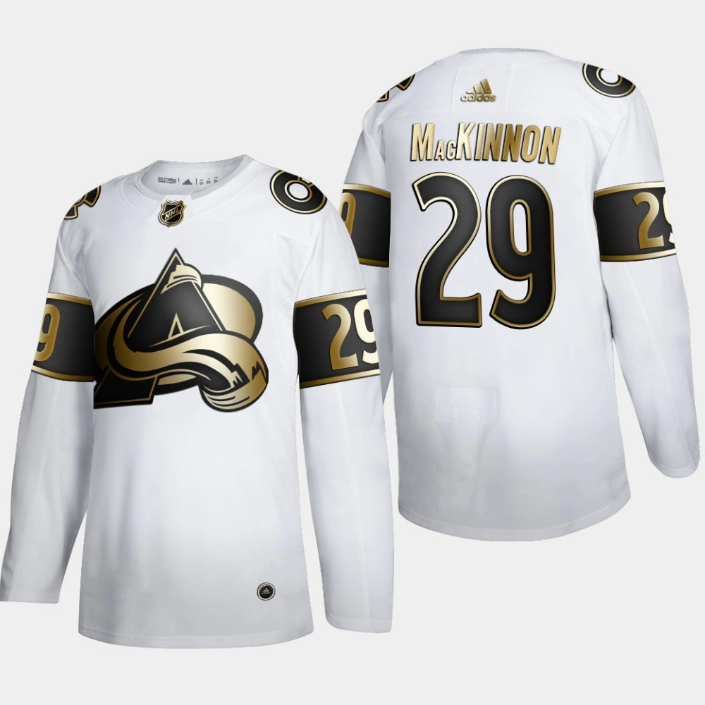 Men's Colorado Avalanche Nathan MacKinnon #29 NHL Golden Edition White Authentic Jersey
