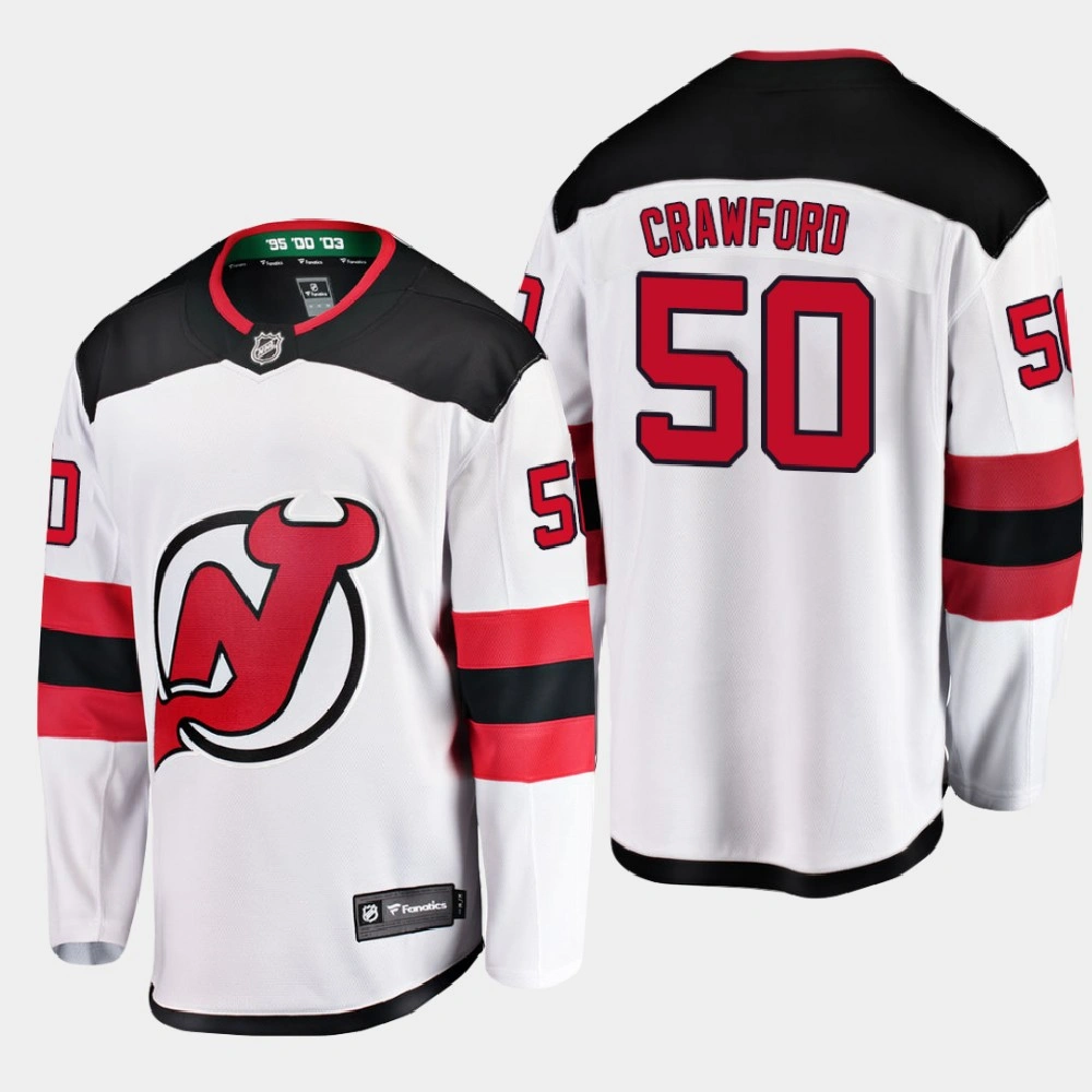 Youth New Jersey Devils Corey Crawford #50 Away 2020-21 Breakaway Player White Jersey