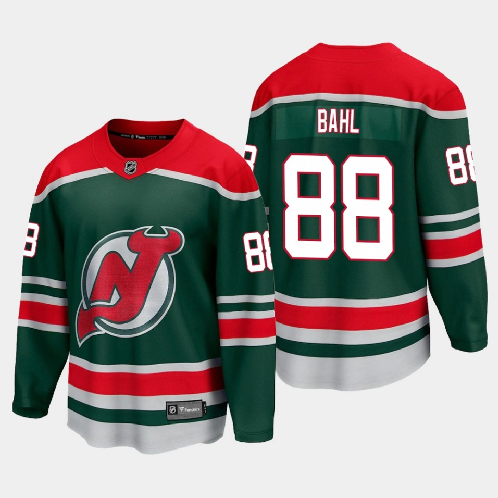 Women's New Jersey Devils Kevin Bahl #88 Reverse Retro 2021 Green Jersey Women's New Jersey Devils Kevin Bahl #88 Reverse Retro 2021 Green Jersey