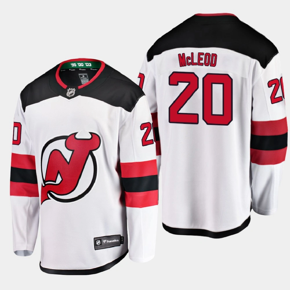 Men's New Jersey Devils Michael McLeod #20 Away 2020-21 Breakaway Player White Jersey