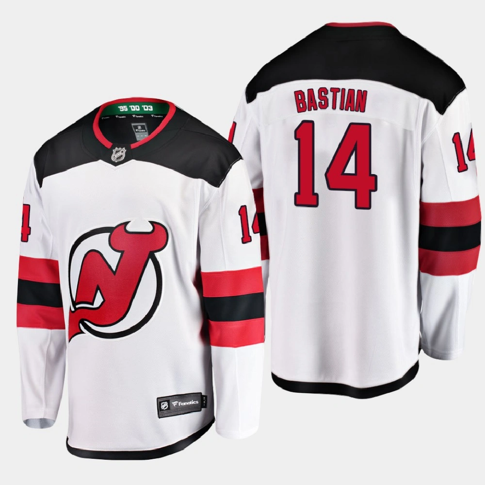 Men's New Jersey Devils Nathan Bastian #14 Away 2020-21 Breakaway Player White Jersey