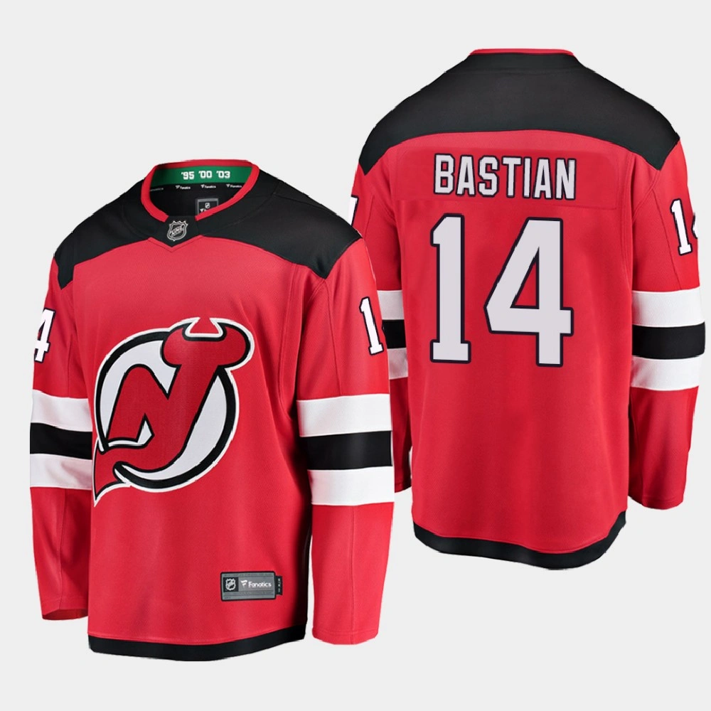 Men's New Jersey Devils Nathan Bastian #14 Home 2020-21 Breakaway Player Red Jersey