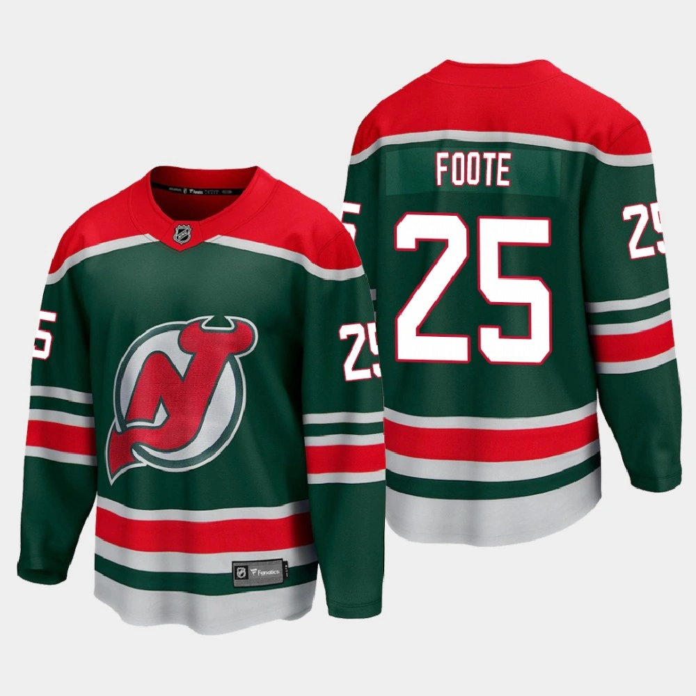 Men's New Jersey Devils Nolan Foote #25 Reverse Retro 2021 Green Jersey
