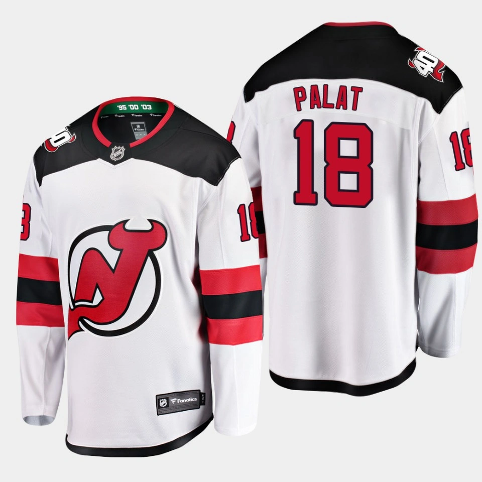Women's New Jersey Devils Ondrej Palat Away White #18 Jersey Breakaway Player