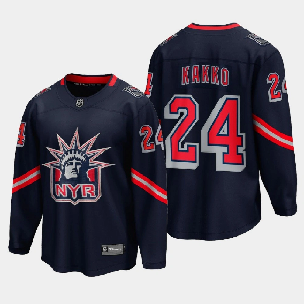 Men's New York Rangers Kaapo Kakko #24 Reverse Retro 2020-21 Breakaway Player Navy Jersey