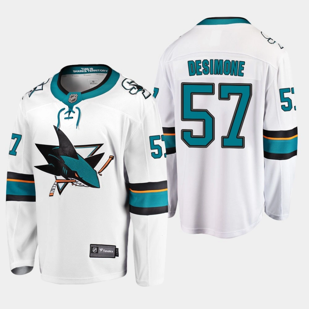 San Jose Sharks Nick DeSimone #57 2019 Away Breakaway Player White Jersey