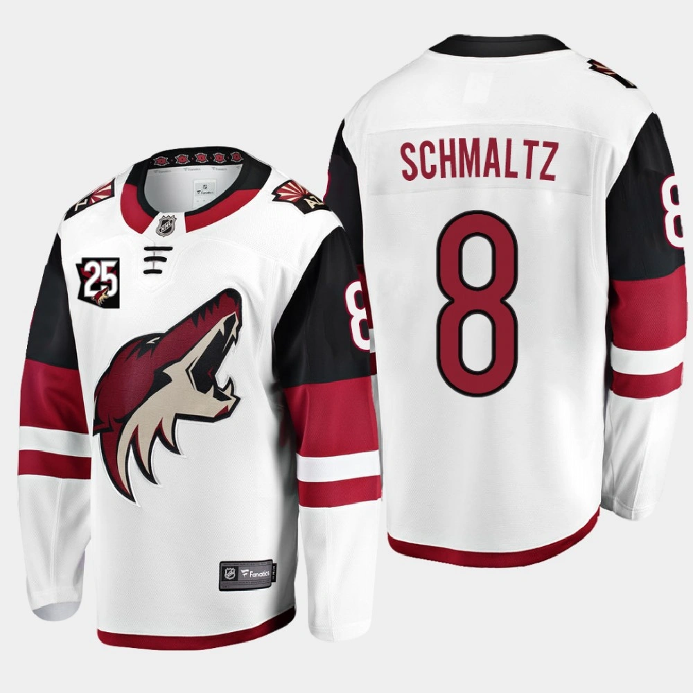 Arizona Coyotes #8 Nick Schmaltz 2020-21 25th Anniversary Away White Jersey Arizona Coyotes #8 Nick Schmaltz 2020-21 25th Anniversary Away White Jersey