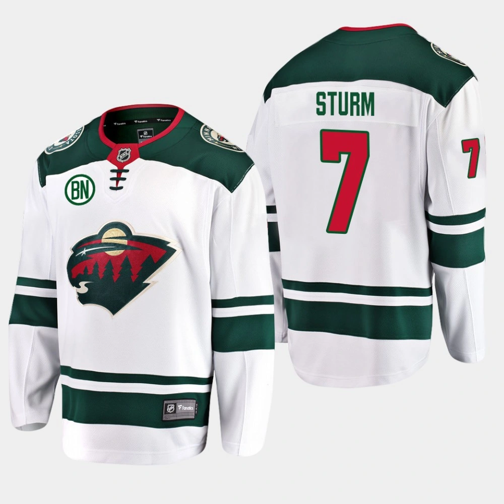 Youth Minnesota Wild Nico Sturm #7 White Away Breakaway Player Jersey