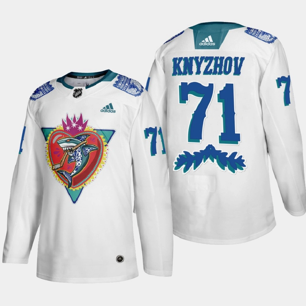 Men's San Jose Sharks Nikolai Knyzhov #71 Los Tiburones Night White Jersey