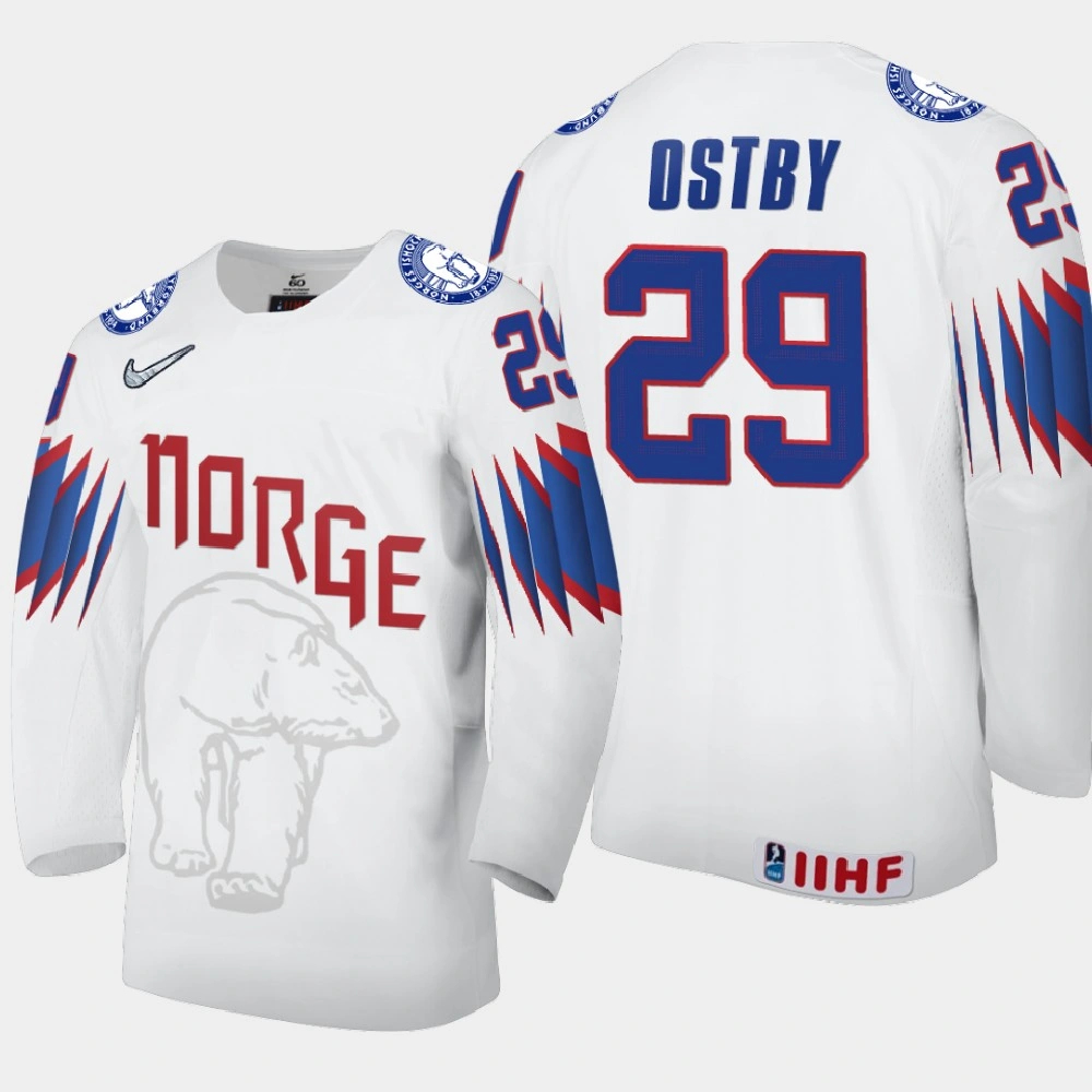 Youth Norway Kristian Ostby #29 2021 IIHF World Championship Home White Jersey Youth Norway Kristian Ostby #29 2021 IIHF World Championship Home White Jersey