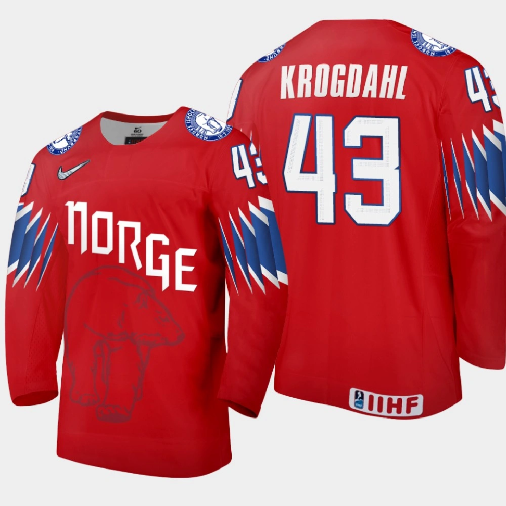 Youth Norway Max Krogdahl #43 2021 IIHF World Championship Limited Red Jersey Youth Norway Max Krogdahl #43 2021 IIHF World Championship Limited Red Jersey