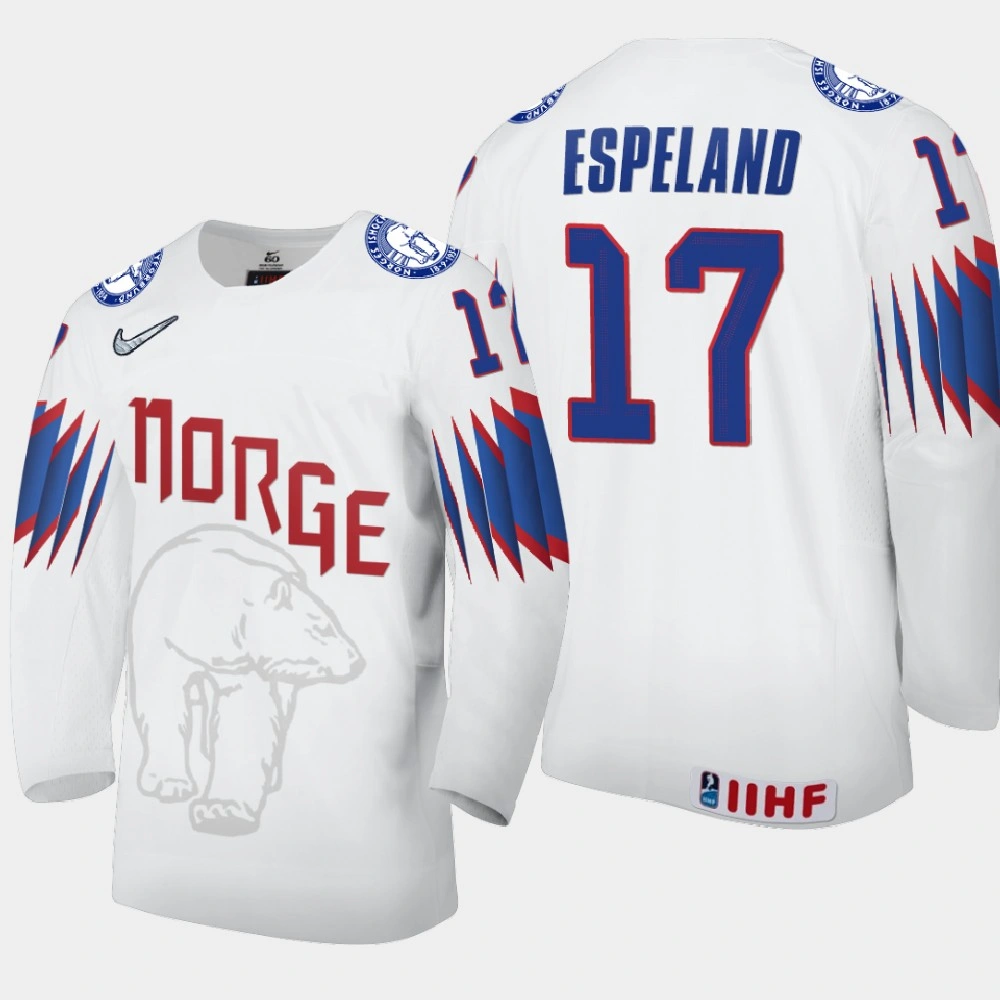 Youth Norway Stefan Espeland #17 2021 IIHF World Championship Home White Jersey Youth Norway Stefan Espeland #17 2021 IIHF World Championship Home White Jersey