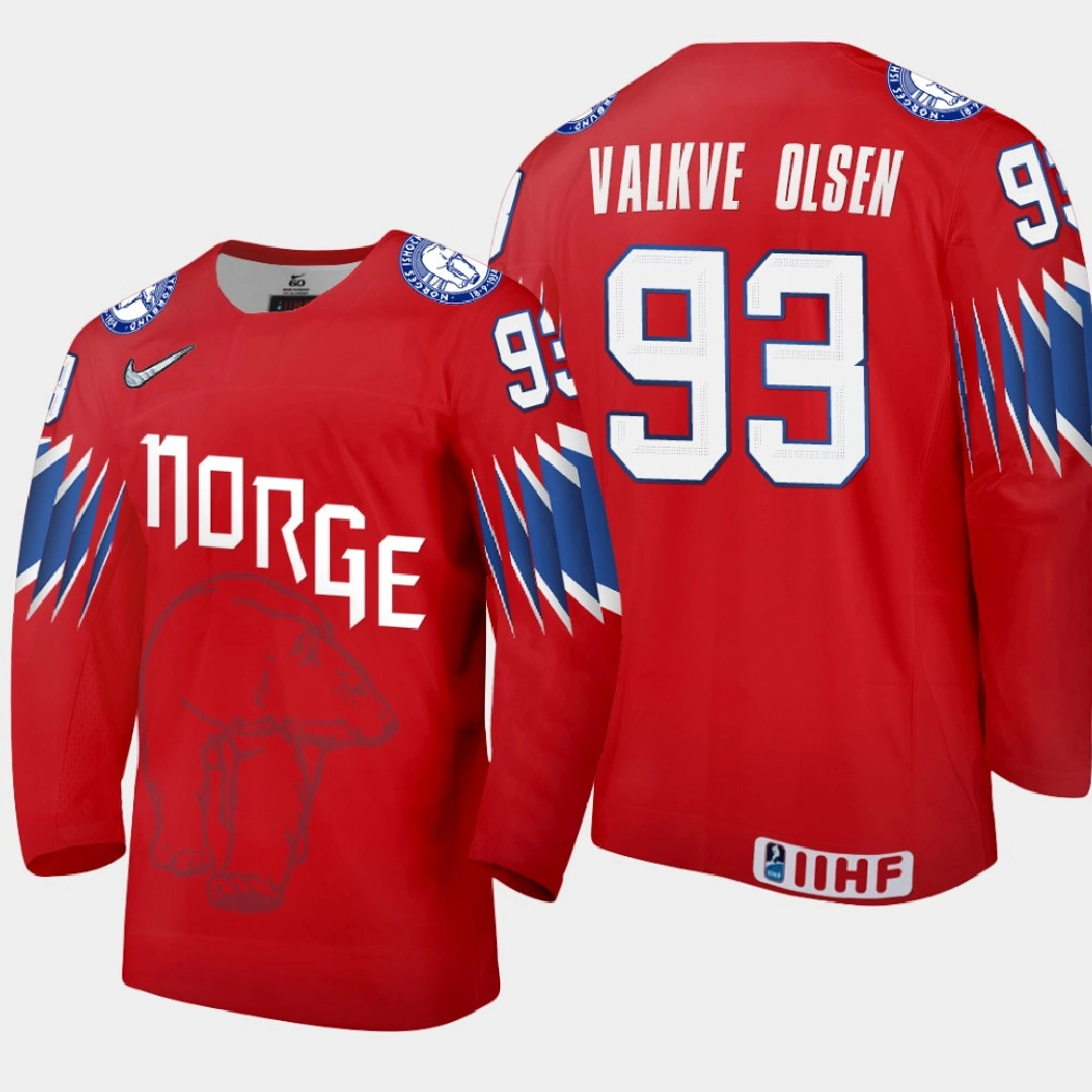 Youth Norway Thomas Valkve Olsen #93 2021 IIHF World Championship Limited Red Jersey Youth Norway Thomas Valkve Olsen #93 2021 IIHF World Championship Limited Red Jersey