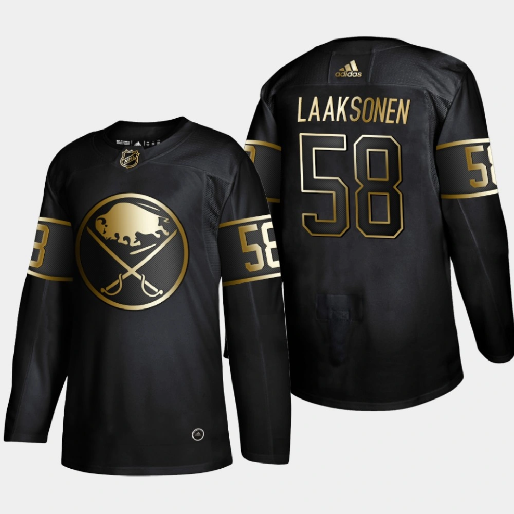 Men's Buffalo Sabres Oskari Laaksonen #58 NHL Golden Edition Black Authentic Jersey