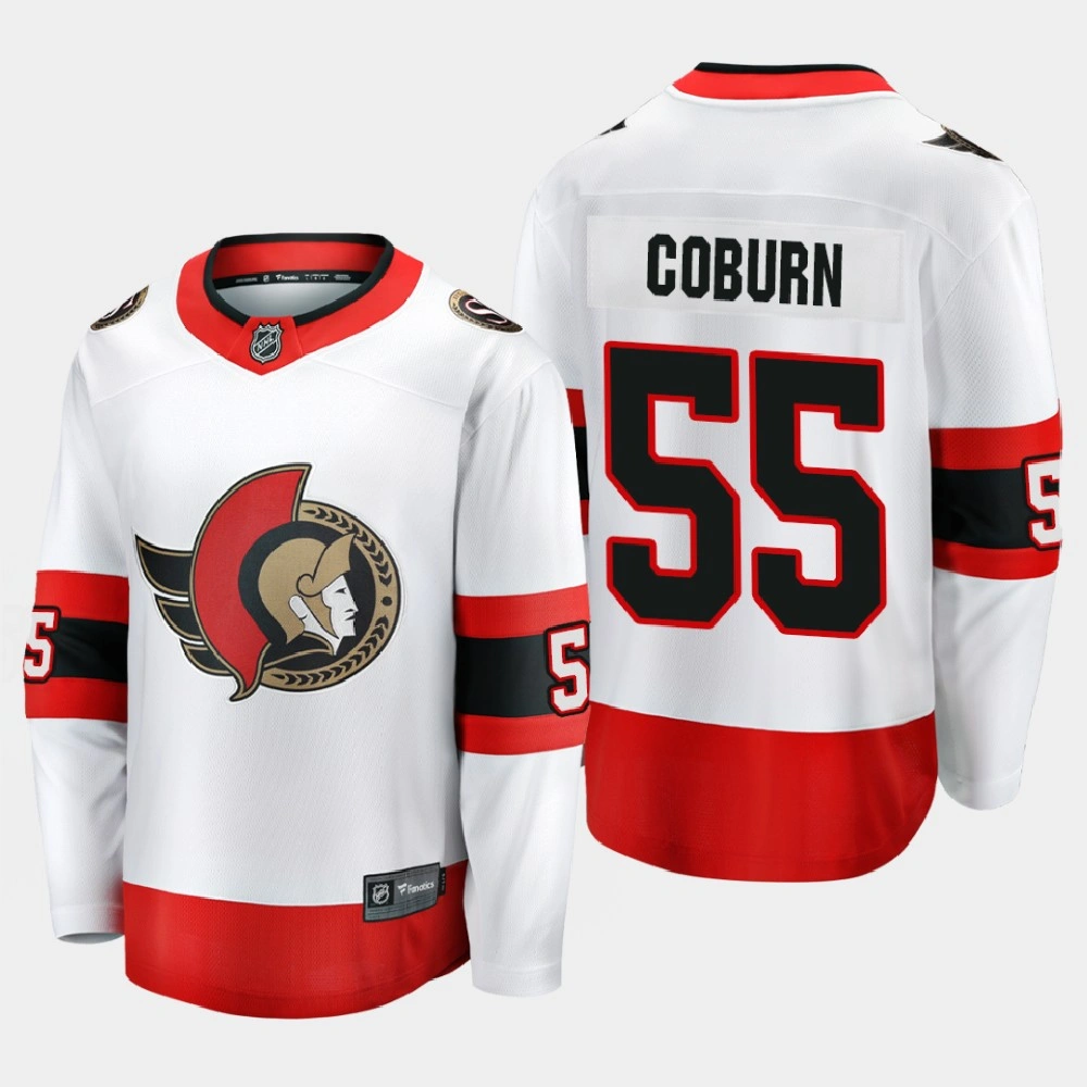 Men's Ottawa Senators Braydon Coburn #55 Away 2020-21 Premier White Jersey