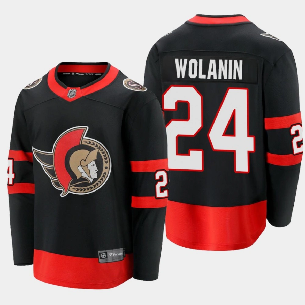 Youth Ottawa Senators Christian Wolanin #24 Home 2020-21 Breakaway Player Black Jersey